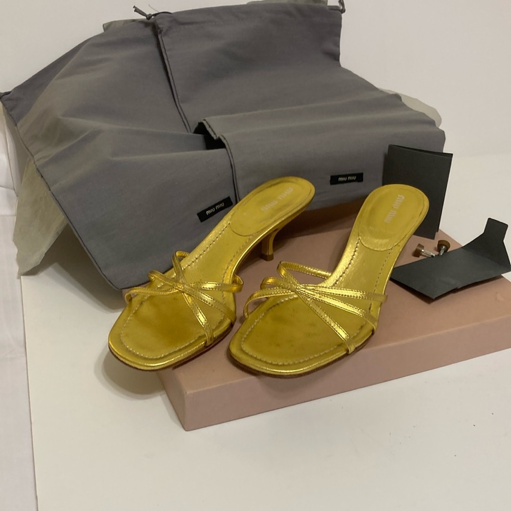 Miu Miu gold slides size37 euro in original box and bags